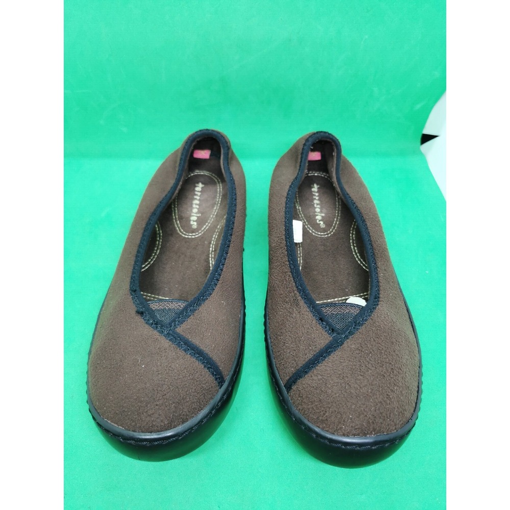 Terrasoles Rainier Women's Size 8 Brown fleece slippers rubber soles Ranier